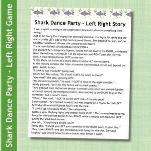 Shark Left Right Game, Shark Pass the Present, Pass the Prize, Right Left Story, Senior Adult Game, Shark Theme Party, Shark Party Game
