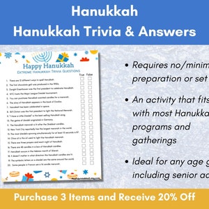 Hanukah Trivia, Hanukkah Celebration, Jewish Holiday, Hanukkah Party ...