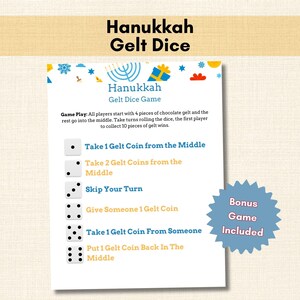 Hanukkah Gelt Dice Game, Hanukkah Game, Jewish Holiday Game, Chanukah Celebrations, Classroom Game, Youth Group, Candy Dice, Jewish Game