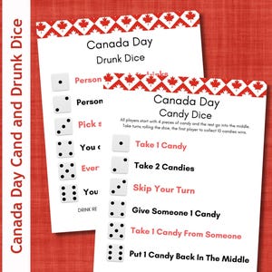 Canada Day, Candy Dice, Drunk Dice, Dice Game Bundle, Canada Day Activity, Canada Day Celebration, Canadian Holiday, Printable Game,