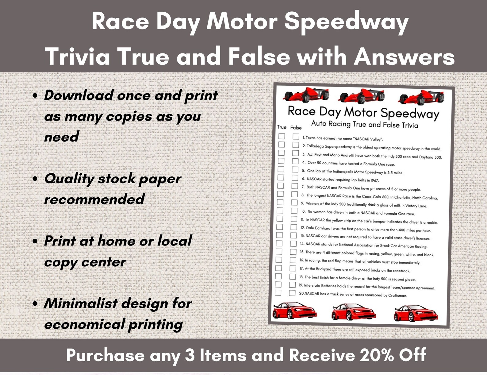 Race Day, Motor Speedway, Race Trivia, Brain Game, Car Racing Trivia ...