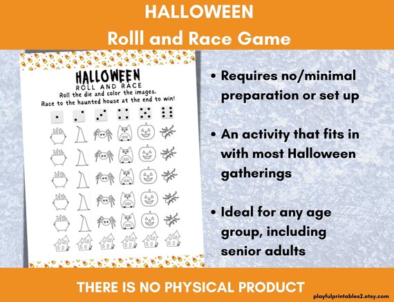 Halloween Roll and Cover Dice Game, Roll and Race