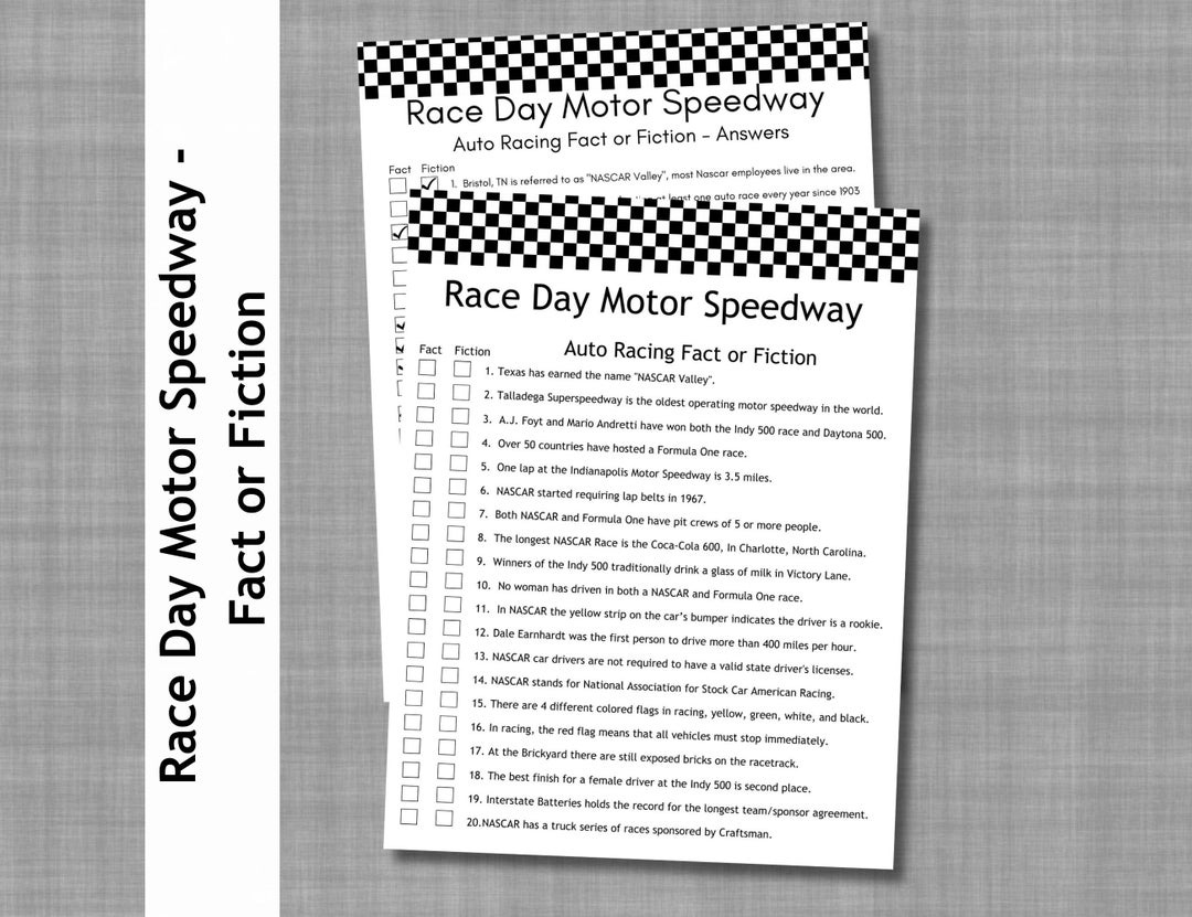 Race Day Fact or Fiction, Motor Speedway, Car Racing Trivia, Racing ...