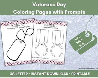 Veterans Day, Coloring Pages, Finish the Picture, Military Symbols, Creative Expression, Senior Adults, Classroom Activity, Printable