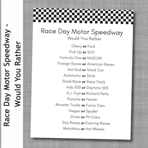 Would You Rather Game, Race Car Party Icebreaker, Motor Speedway Theme, Race Season Game, Motorsports Party, Office Party, Game for Seniors