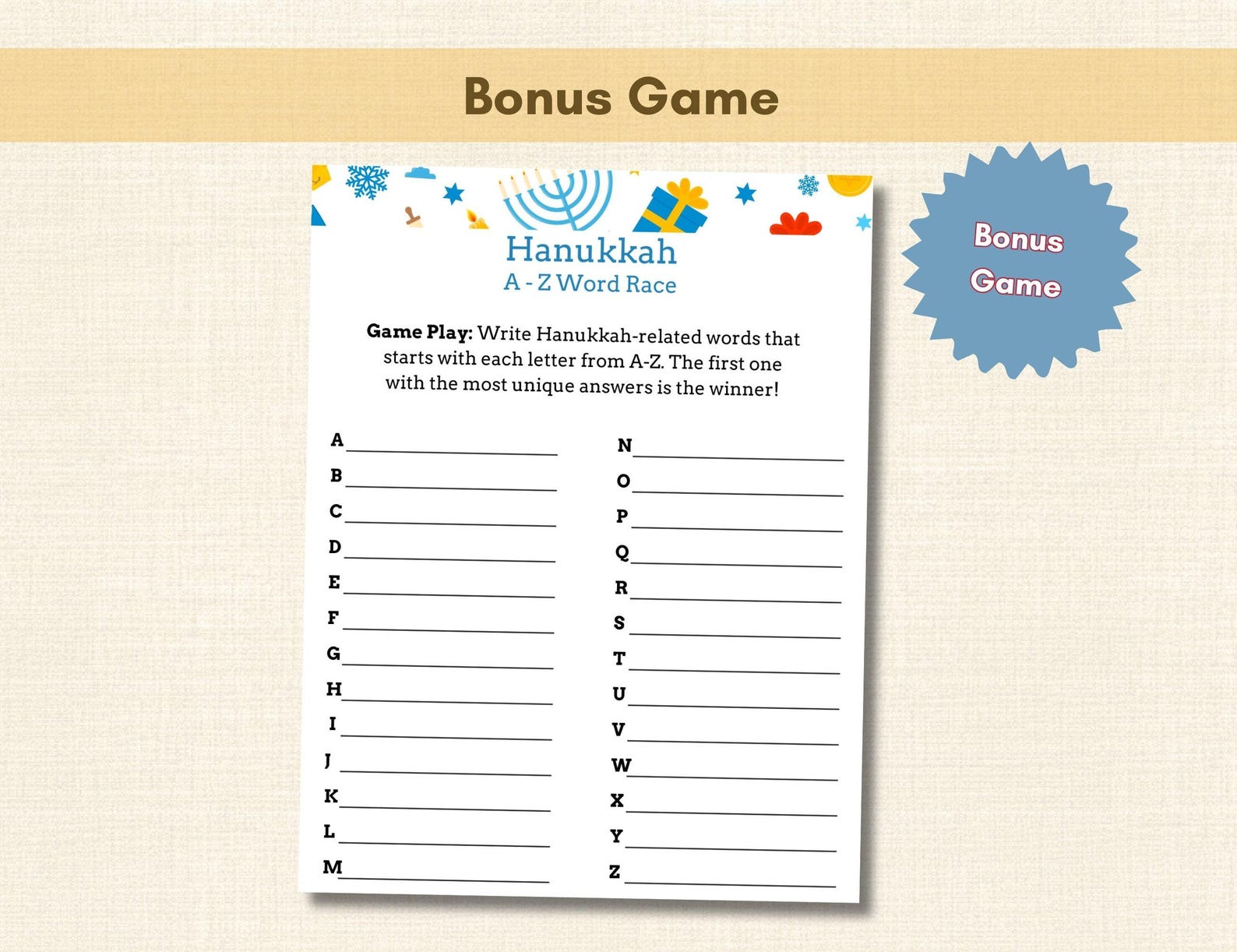 Hanukkah Name Generator Game, Jewish Party Icebreaker (PDF Pattern) - Etsy