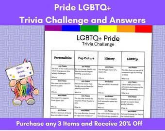 Pride, LGBTQ+, Trivia Challenge, Pride Game, Pride Celebration, Office Party, DEI, Classroom Activity, Senior Adult Community Program