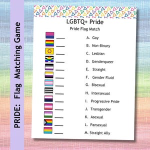 LGBTQ+ Pride, Flaggenspiel, Pride Month, Pride Feier, Pride Partyspiel, Queer Spiel, Gay Flaggen, GSA Club, Aktivität für Senioren,