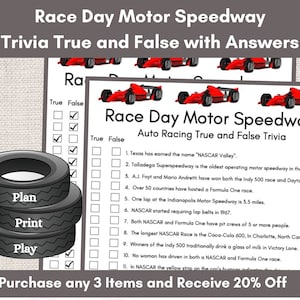 Race Day, Motor Speedway, Race Trivia, Brain Game, Car Racing Trivia ...