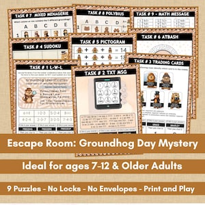 Groundhog Day, Escape Room, Trivia and Puzzles, Groundhog Celebration, Groundhog Day Prediction Game, Classroom Activity, Groundhog Mystery