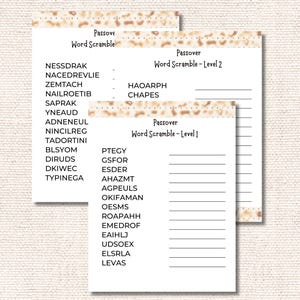 Passover Holiday, Word Scramble, Jewish Holiday, Passover Game, Passover Seder, Pesach Game, Brain Game, Hebrew School, Senior Adult