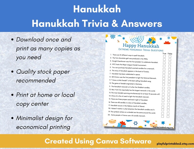 Hanukah Trivia, Hanukkah Celebration, Jewish Holiday, Hanukkah Party ...