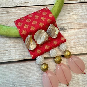 Unique Green and Red Statement Designer Necklace with Beads Pendent