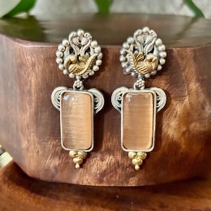 Mishri Peach German Silver Earrings