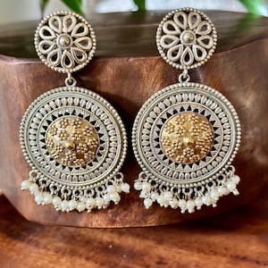 Amaira Chandbali/German Silver Oxidized Earrings