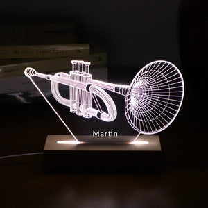Luce notturna a LED personalizzata a forma di tromba, lampada da tavolo con illusione 3D, regalo per gli amanti della musica, lampada decorativa per la casa e lo studio.