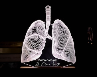 Lung LED Lamp – Personalized Gift for Pulmonologist or Pneumologist, Medical Student Graduation, Custom 3D Illusion Light