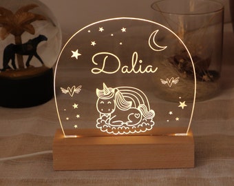 Personalised Baby Unicorn Night Light, Kids Room Decor, Nursery Decor, Baby Shower Gifts 1st Birthday