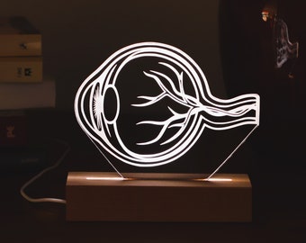 Personalisierte Lampe für Augenärzte. Optiker Geschenk, Led Lichter Geschenk für Ihn. MedizinStudenten-Abschlussgeschenk, Anatomischer Augapfel