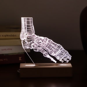 Lampe LED Pied – Cadeau Personnalisé Podologue, Fin d’Études Médecine, Lumière Anatomie du Pied pour Bureau Médical