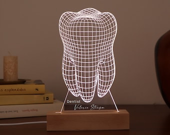 Dentist LED Lamp – Personalized Dental Gift, Graduation Gift for Dentist or Orthodontist, Custom Light for Dental Student
