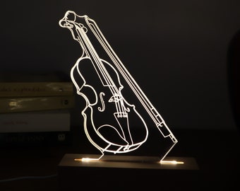 Violin Led Night Light, 3D Illusion Table Lamp, Music Lover Gift, Light Home Decor Lamp Gifts.