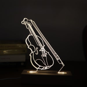 Violin LED Night Light: 3D Illusion Lamp, Music Gift