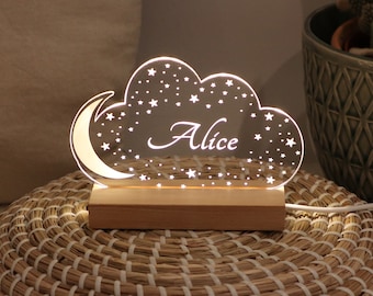 Personalized Baby Night Light: Cloud, Moon & Stars Nursery Decor