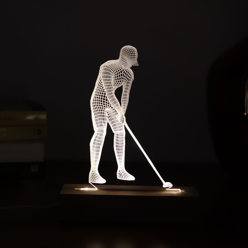 Golf Led Night Light 3D Illusion Golfer Table Lamp for Golf Etsy