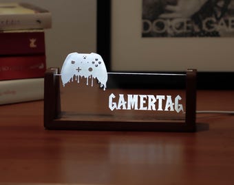 Gepersonaliseerde gamertag-lichtbord, aangepast gamertag-bord, gepersonaliseerd lichtbord streamer, twitch-naambord, cadeau gamer