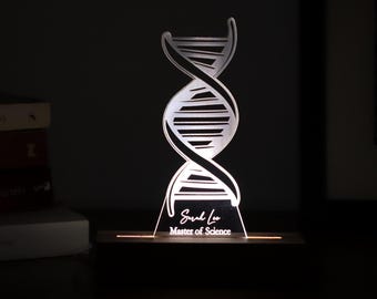 DNA LED Lamp – Graduation Gift for Geneticist, Human Genome Light, Unique Desk Decor for Biology or Genetics Students
