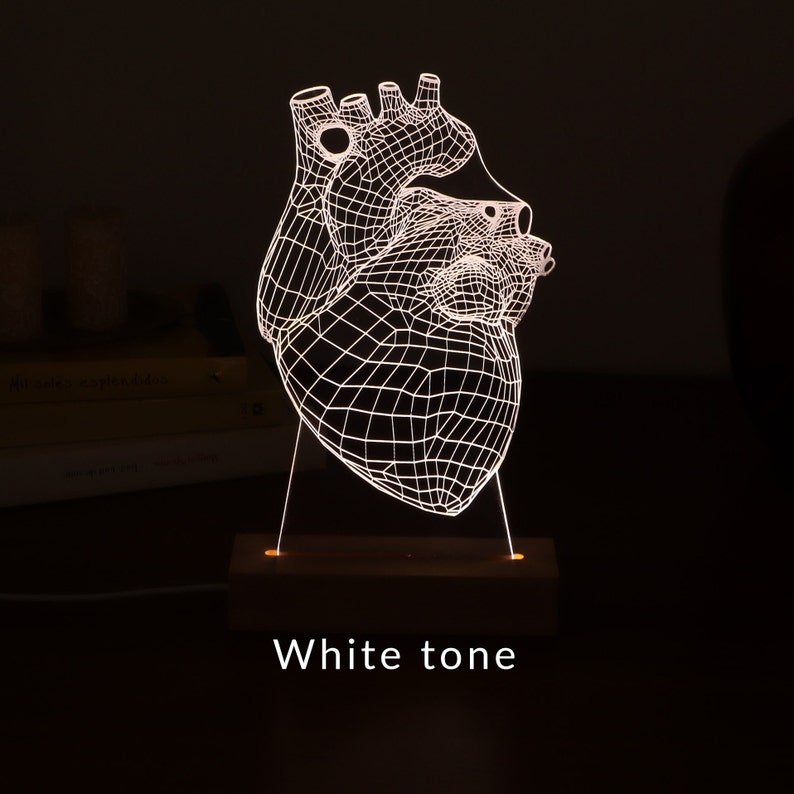 Lampada personalizzata per cardiologo scolastico. Regalo per cardiologo, regalo di luci a led per lui. Regalo di laurea per studente di medicina immagine 4