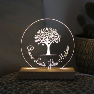 Custom Tree Of Life LED Light With Kids Names, Personalized Family Name Lamp