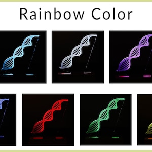 3D illusion lamp featuring a detailed DNA double helix design, illuminated in a white tone, personalized with a name, perfect as a unique and thoughtful gift for geneticists, scientists, or medical professionals specializing in human genome research
