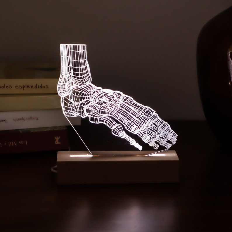 Personalized Lamp for School Podologist. Podiatrist Gift, Led Lights Gift For Him. Medical Student Graduation Gift image 1