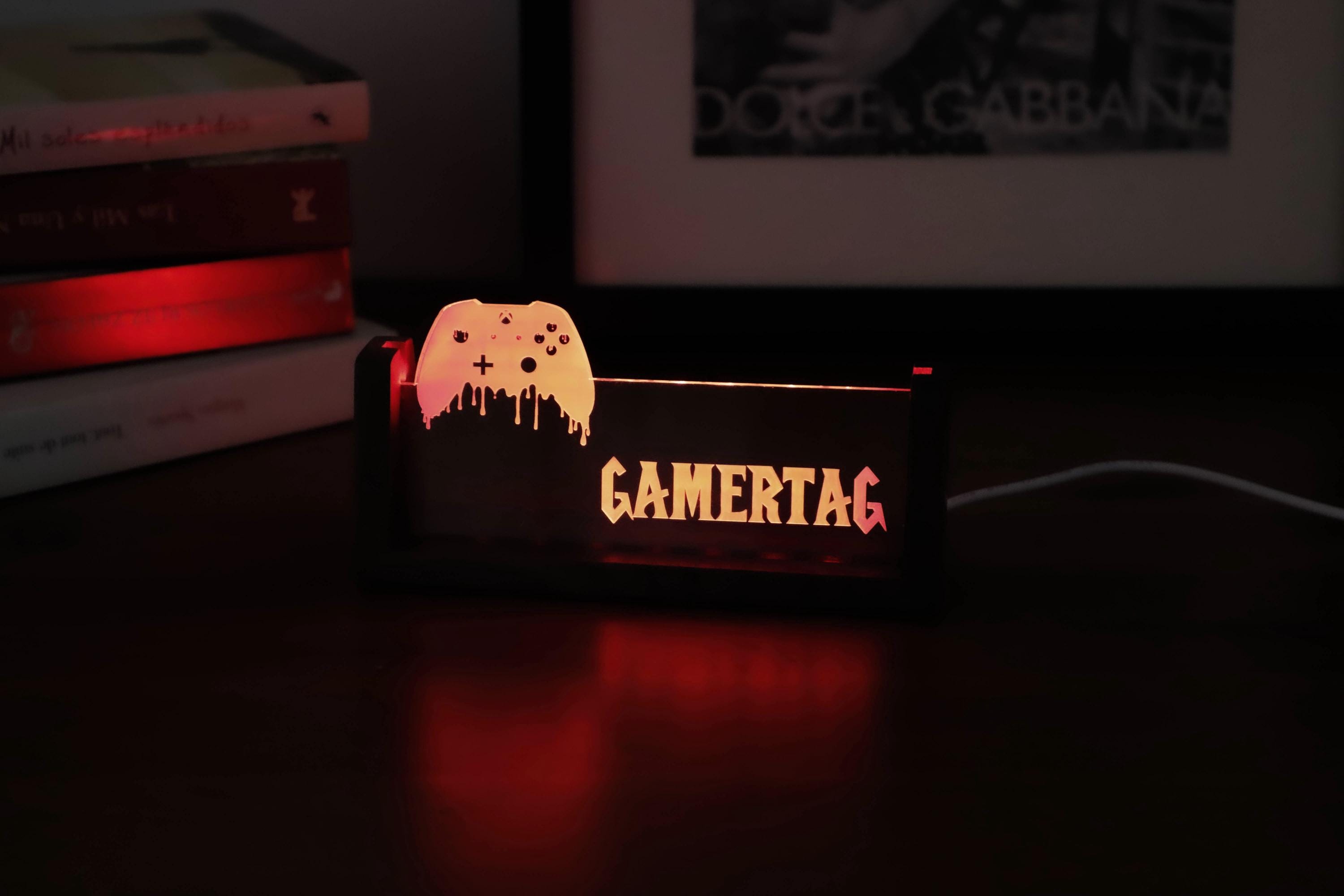 Gepersonaliseerde gamertag-lichtbord, aangepast gamertag-bord, gepersonaliseerd lichtbord streamer, twitch-naambord, cadeau gamer