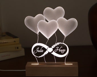 Personalised Valentines Gift Night Light for Couple, Custom Wedding Gift, Engagement Gift, Anniversary Gift