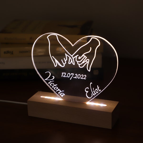 Custom Led Name Light, Personalised Couple Gift, Valentines Gift, Anniversary Gift