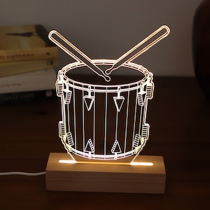 Drum LED Night Light: 3D Illusion Lamp, Music Gift