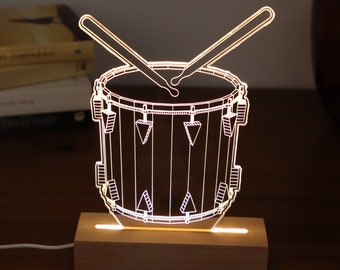 Drums Led Night Light, 3D Illusion Table Lamp, Music Lover Gift, Light Home Decor Lamp Gifts.