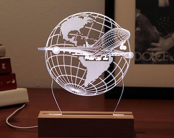 Airplane Led Lamp, Gift For Pilot Or Cabin Crew, School Aviation Plaque