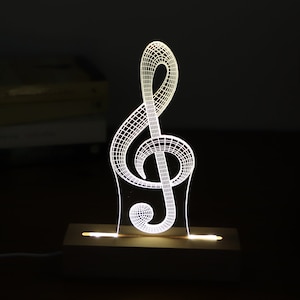 Treble Clef Led Night Light, 3D Illusion Table Lamp, Music Lover Gift, Light Home Decor Lamp Gifts.