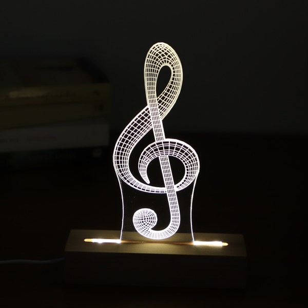 Violinschlüssel Led-Nachtlicht, 3D-Illusion Tischlampe, Musik-Liebhaber-Geschenk, Licht Wohnkultur-Lampen-Geschenke.