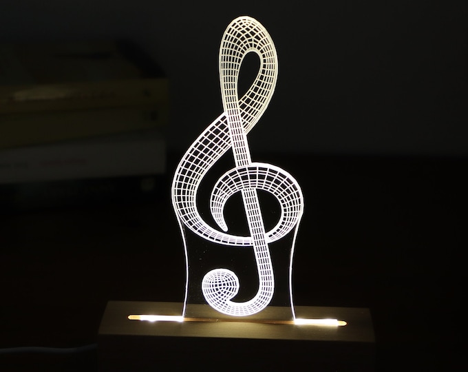 Treble Clef LED Night Light: 3D Illusion Music Lamp