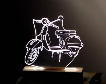 Vespa Px 125 Night Light as Gifts for Him, 3D Illusion Motorcycle Led Lamp, Acrylic Light Home Decor Lamp Gifts for Her