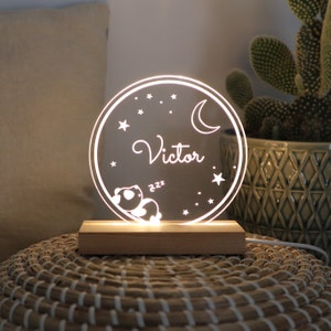 Custom Baby Panda Night Light With Moon and Stars, Kids Room Decor, Nursery Decor, Baby Shower Gifts 1st Birthday, Christmas Gift