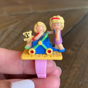 Polly Pocket Pram and Baby Ring - 1990 Bluebird Toys - 100% Complete and Original