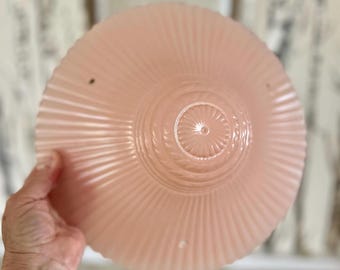 Abat-jour vintage en verre rose, abat-jour art déco cascade cannelé au plafond