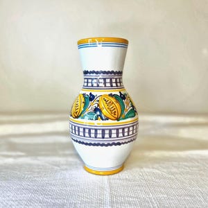 Modra Slov Keramika Ceramic Hand Painted Pottery Czechoslovakian Vase, Home Decor 8” Vase
