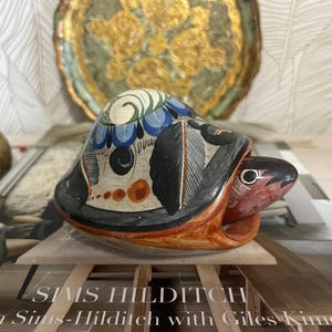 Vintage Tonala Folk Art Mexican Pottery Turtle Bobble Head